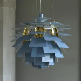 PH Artichoke hengelampe, blå/messing, Ø48 cm – Louis Poulsen - Stue - Moderne - Metall - Med en lyskilde