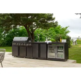 Utekjøkken med grill Svart Wisconsin Myoutdoorkitchen Black Collection Kjøleskap Vask Sidebrenner Utekjøkken med grill Svart Wisconsin Myoutdoorkitchen Black Collection Kjøleskap Vask Sidebrenner