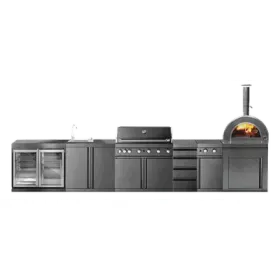 Utekjøkken Svart Kansas Myoutdoorkitchen Black Collection Gassgrill Pizzaovn Kjøleskap Sidebrenner Vask Utekjøkken Svart Kansas Myoutdoorkitchen Black Collection Gassgrill Pizzaovn Kjøleskap Sidebrenner Vask