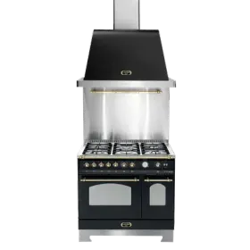 Komfyrpakke Svart/Messing – Dolce Vita 90 cm 2 ovner (komfyr + vifte + veggbeskyttelse) Komfyrpakke Svart/Messing – Dolce Vita 90 cm 2 ovner (komfyr + vifte + veggbeskyttelse)