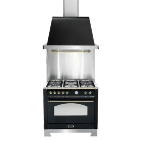 Komfyrpakke Svart/Messing – Dolce Vita 90 cm 1 ovn (komfyr + vifte + veggbeskyttelse) - Gass Komfyrpakke Svart/Messing – Dolce Vita 90 cm 1 ovn (komfyr + vifte + veggbeskyttelse) - Gass